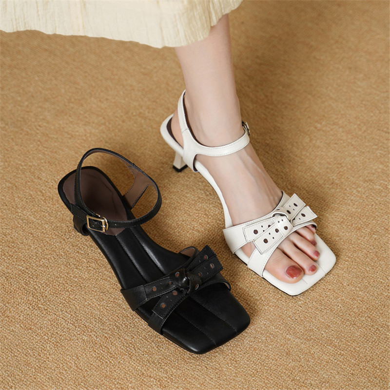 Sewing New - Nieuwe zomersandalen Echt leer Damesschoenen Vierkante