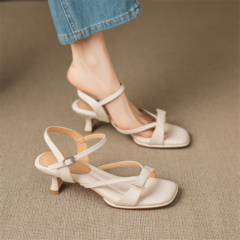 Sewing New - Nieuwe zomer sandalen gespleten lederen damesschoenen