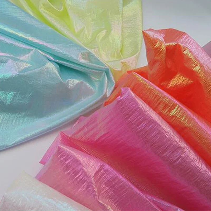 Sewing Jackets - Laser Pearlescent Donsjack Stof Kleurrijke Gradiënt