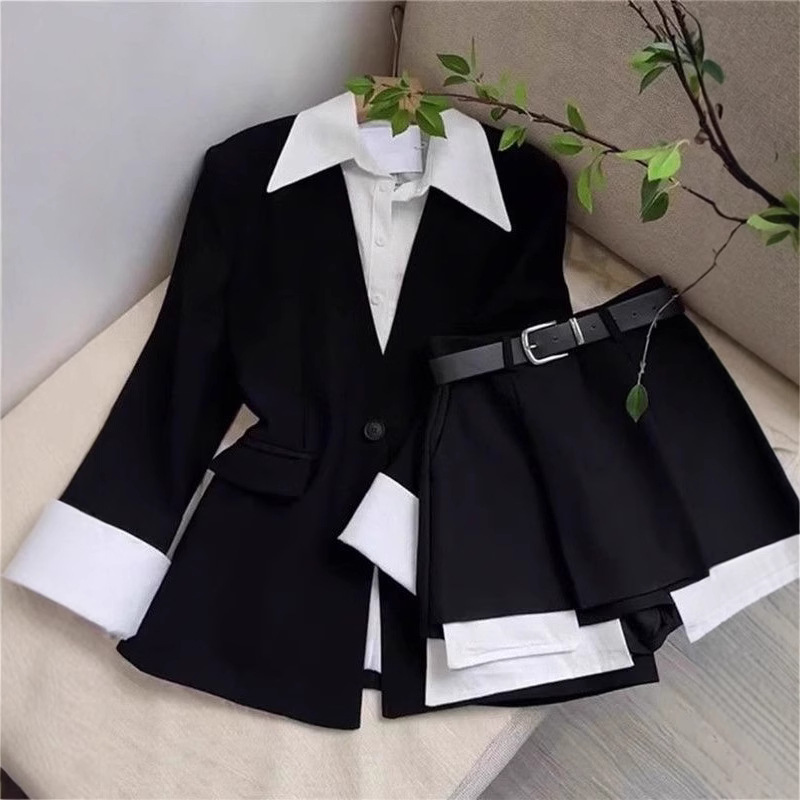 Sewing Jackets - Vrouwen tweedelige roksets patchwork blazer knopen