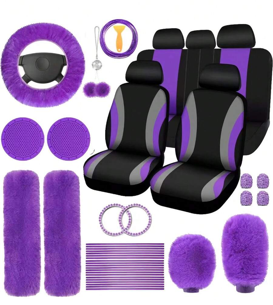 Shoulder Pad Set In - 35-delige autostoelhoezenset met stuurhoes, bekerhouderonderzetters, schouderbeschermers