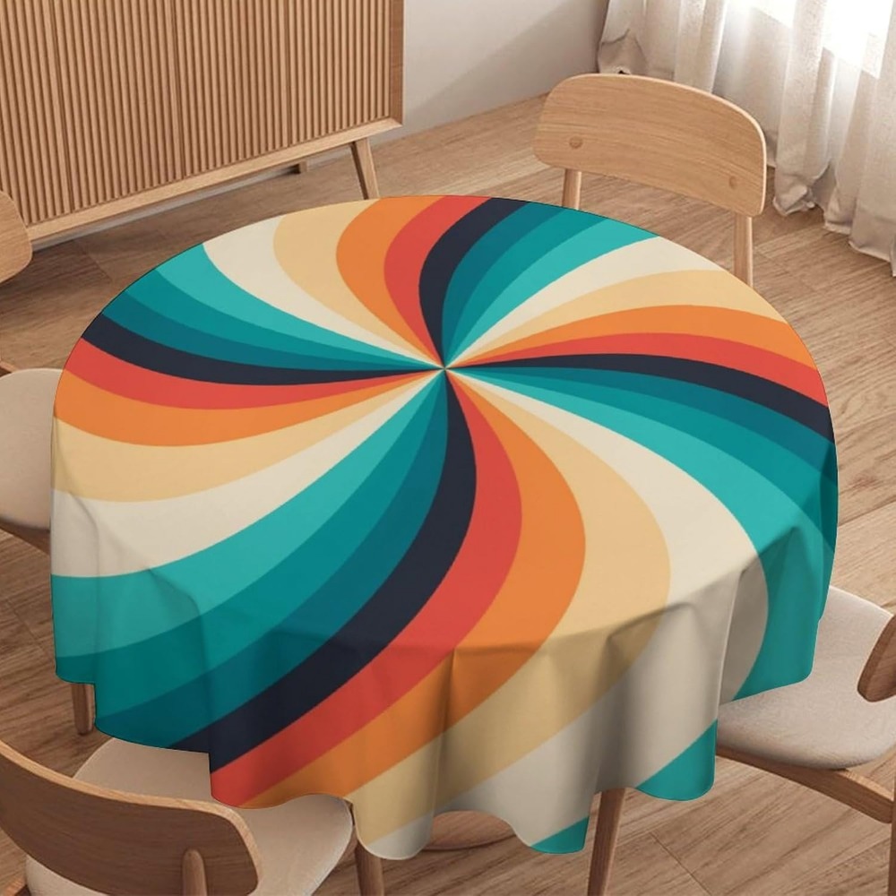 Century Textile & Sewing Supply Hours - Vintage Groovy Swirl rond tafelkleed jaren