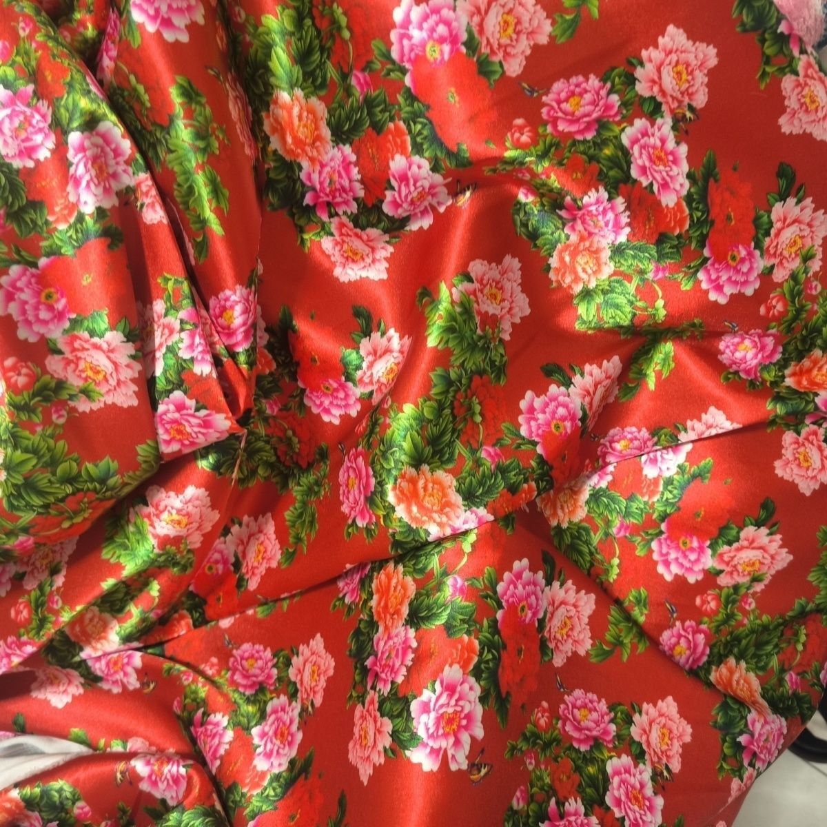 Textile For Sewing - Bloemenprint Acetaat Satijnen Stof Zijdezacht per