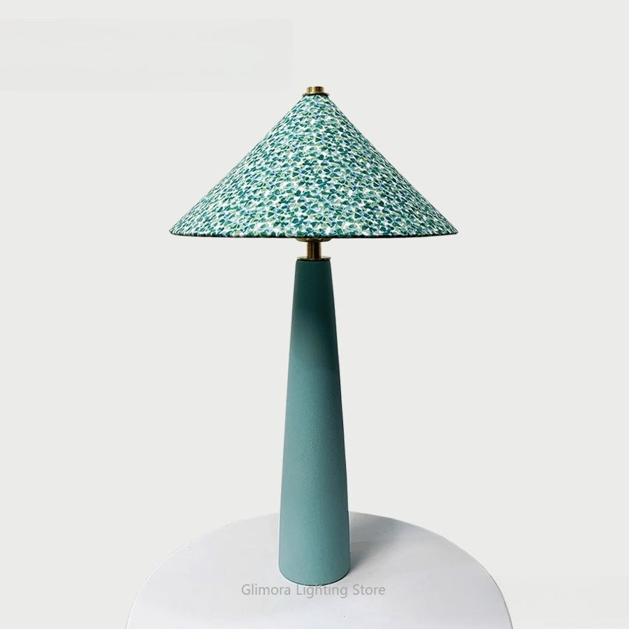 Century Textile & Sewing Supply Hours - Blauwgroene tafellamp in parapluvorm: Britse Liberty-stof