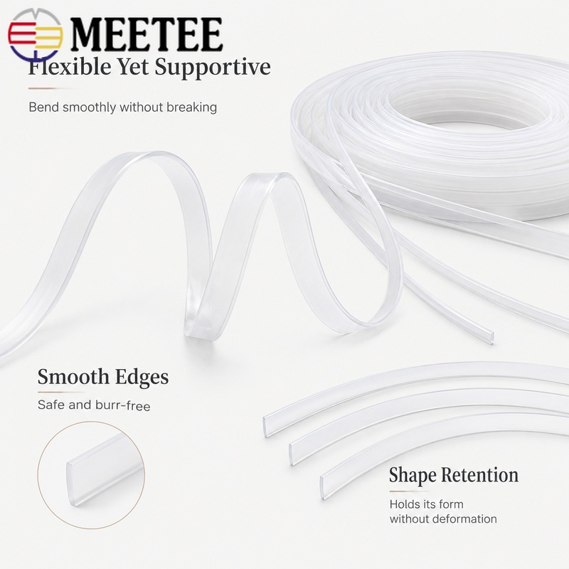Textile Sewing Support - 5M 4-12x1.3-2mm Transparante Plastic Corset Bevestigingsband