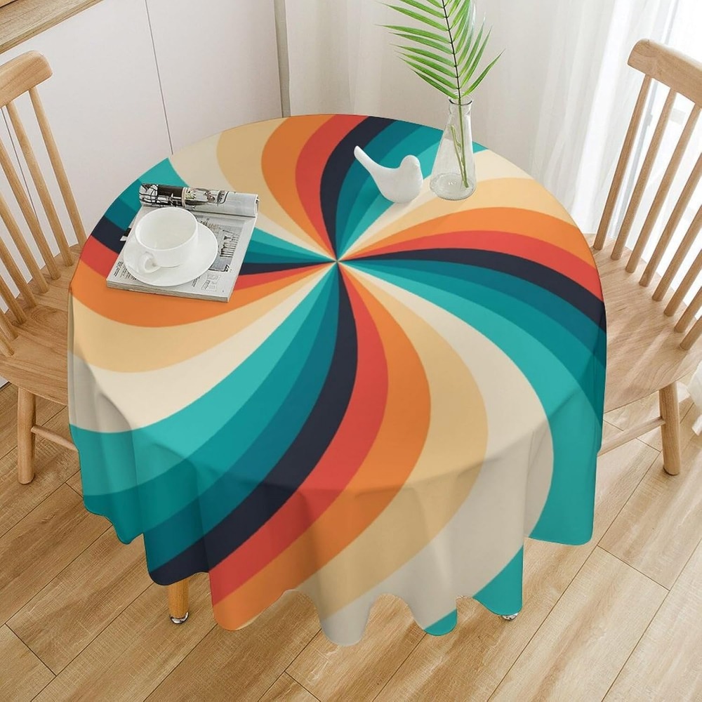 Vintage Groovy Swirl rond tafe - Century Textile & Sewing Supply Hours recensie en prijs