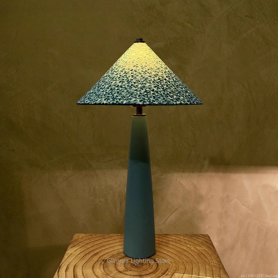 Blauwgroene tafellamp in parap - Century Textile & Sewing Supply Hours recensie en prijs