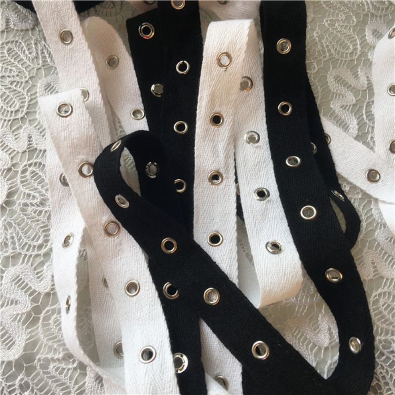 Zwart En Wit Katoen Webbing Me - Sewing Eyelet Fabric recensie en prijs